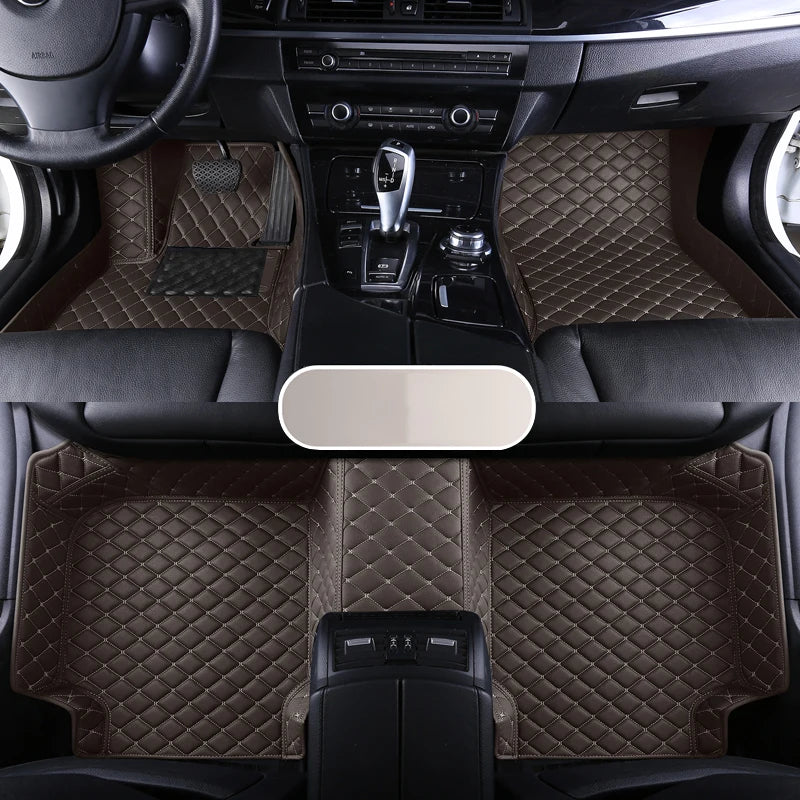 Custom Leather Car Floor Mat For Mitsubishi Outlander Lancer X 2015 2016 2017 2018 2019 2020 2021 Waterproof interior Accessorie