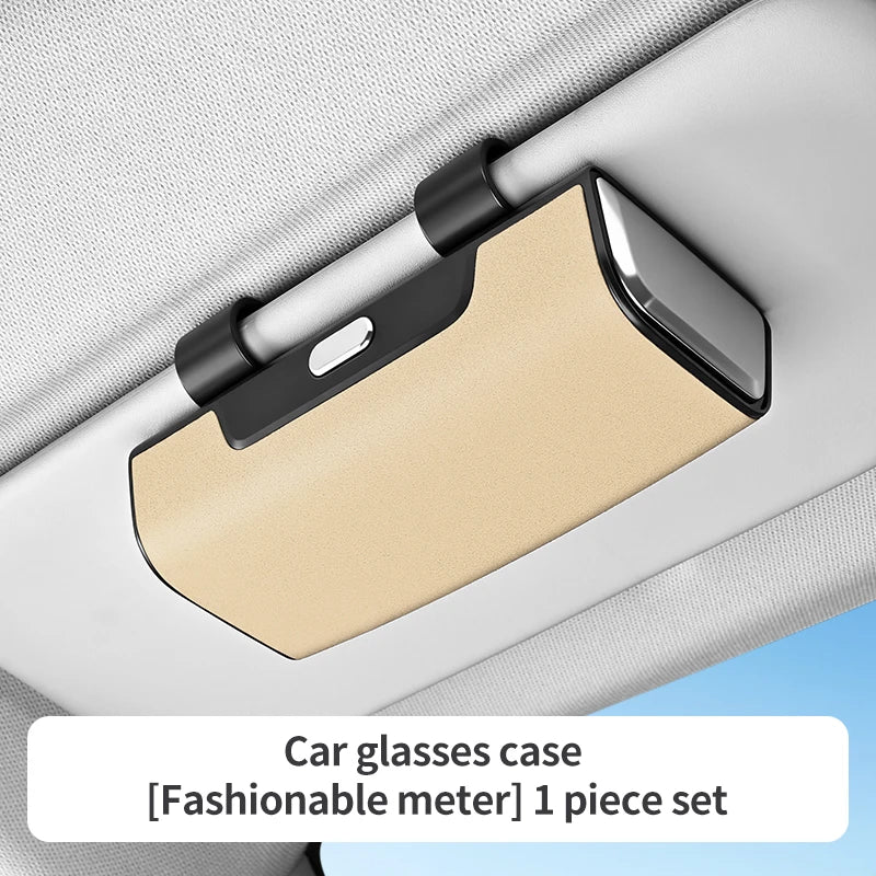 New Car Mounted Glasses Case Universal Sun Visor Sunglasses Holder Storage Box Card Receipt Key Storage Box Car in