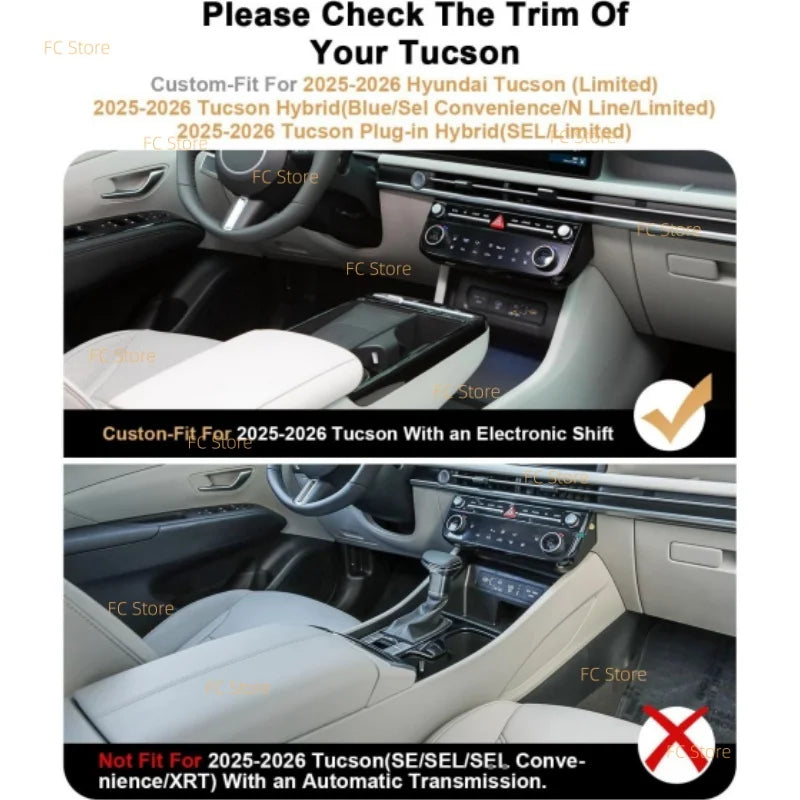 For Tucson 2025 2026 Under Center Console Cup Holder Storage Box Accessories Only for Electronic Gear Not for Manual/Automatic