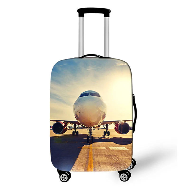 3D Aircraft Travel Suitcase Cover Elastic Fabric Luggage Protective Cover 18-32 Inch Thicken Trolley Case Cover Travel Accessory