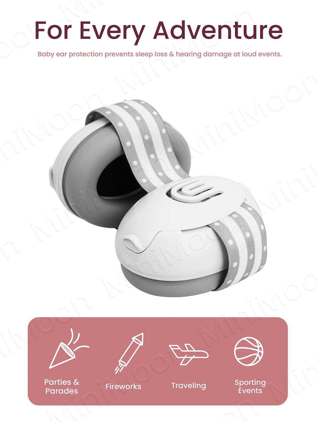 Adjustable Baby Earmuffs, Noise Reducing Headphones for Infant, Ideal for Travel & Sleep