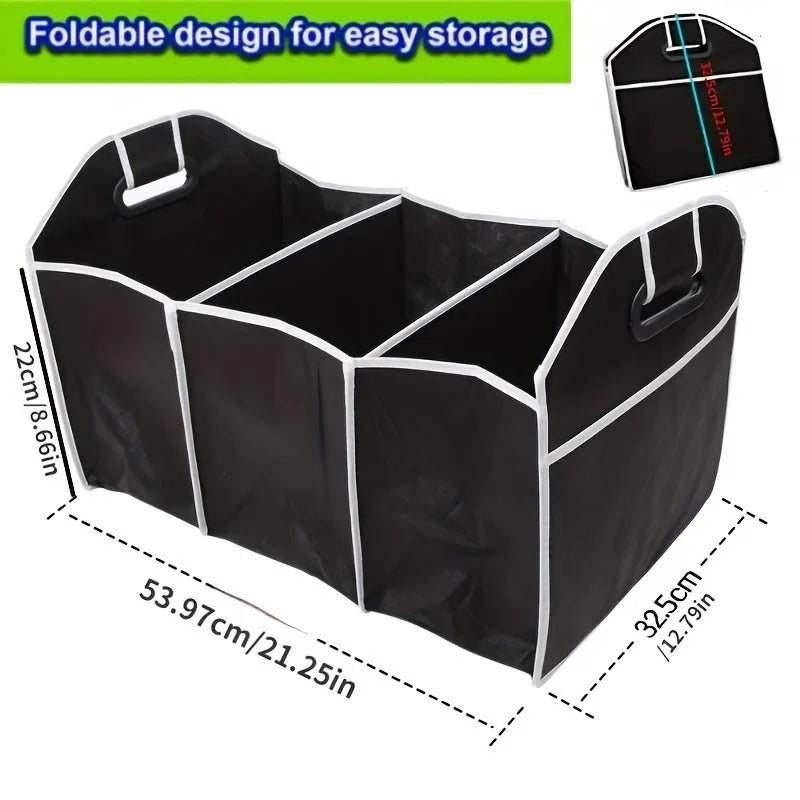 Versatile Canvas Car Trunk Organizer - Foldable Storage Box For Vehicle Essentials