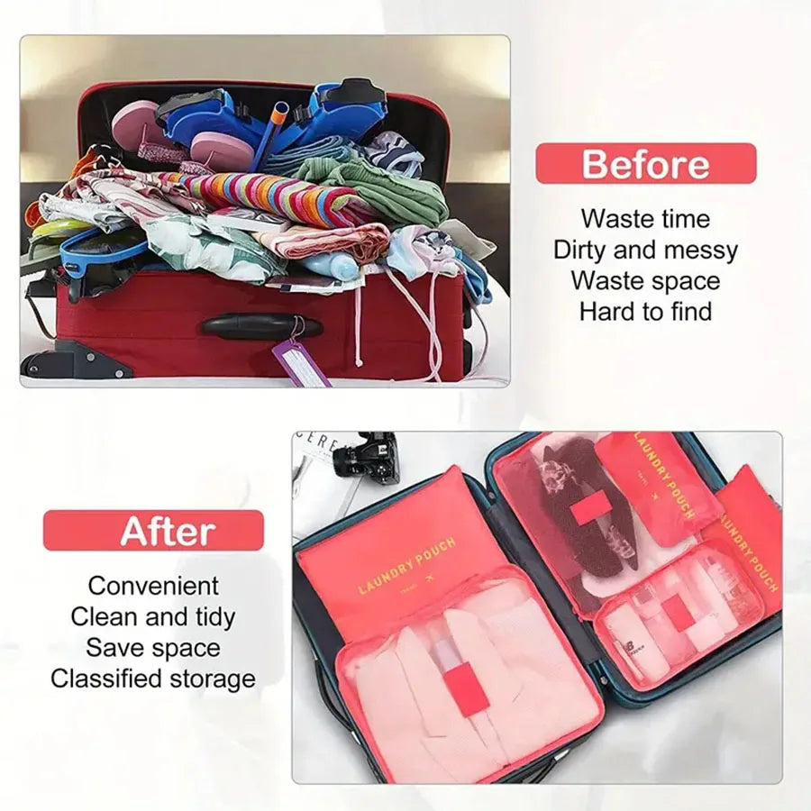 6pcs Travel Organizer Storage Bags Portable Travel Suitcases Organizer Travel Bag For Women Luggage Organizer Clothes Shoes Bag