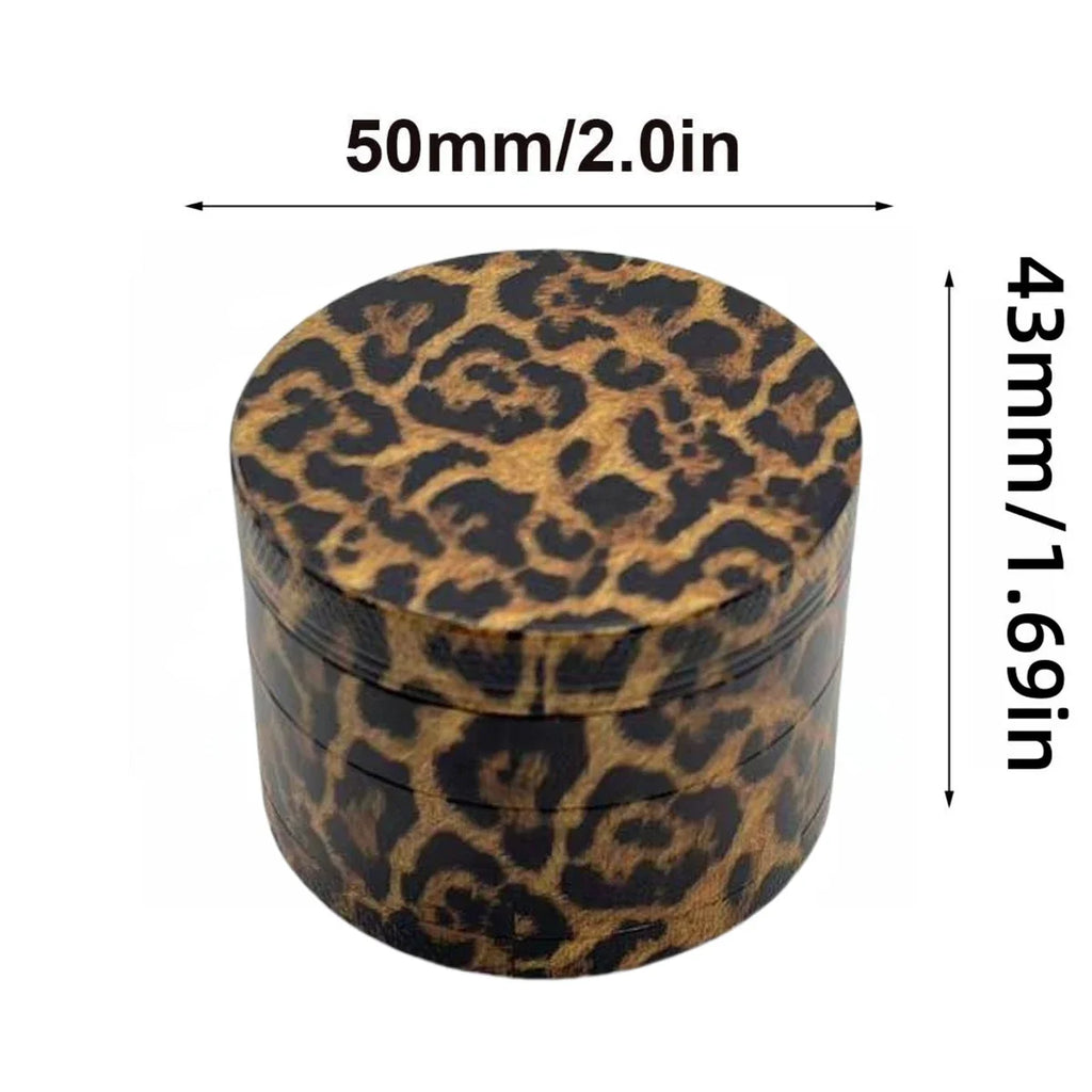 50/63mm Leopard Print Herb Grinder Manual Pepper Mill Salt Spice Mortar Tobacco Grass Grinder Cigarette Smoking Accessories