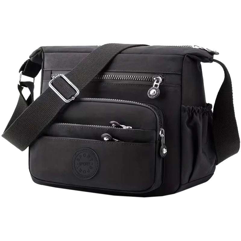 Breathable Multi-compartment Crossbody Bag Stylish Water-resistant Nylon Shoulder Purse, Lightweight Design for Everyday Use
