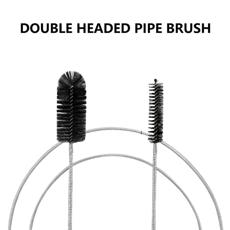 Double ended Nylon Pipe Cleaning Brush Spring HoseBrush, Bendable Drain Cleaner