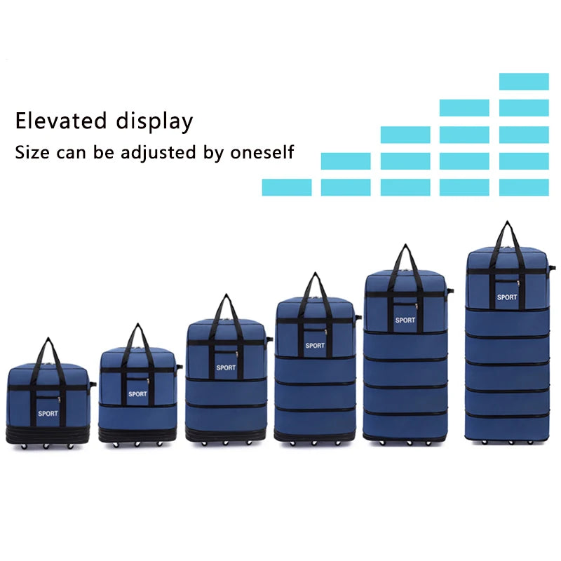 Versatile 5-Layer Folding Travel Bag with Wheels Large Capacity Waterproof Durable Luggage for Trip Weekend Getaways Overnight