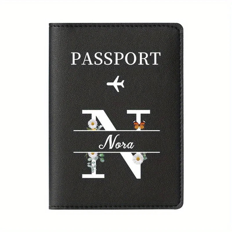 Personalized Custom Black Passport Holder with Custom Name - 26 Letters and Surname. Fashionable Foldable Travel Accessory