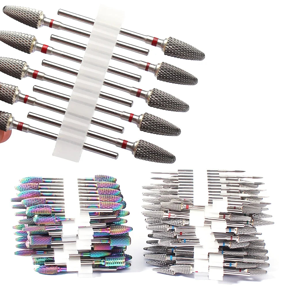 10pc Carbide Manicure Drills Nail Drill Bits Set Milling Cutters Kits Gel Polish Remover Files Electric Burr Tools Accesstries