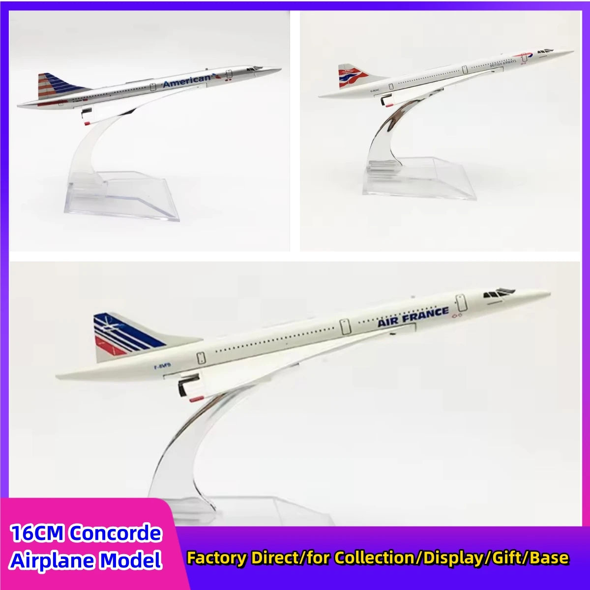 scale aircraft 16cm Concorde Model Toy plane Alloy Metal Diecast Airplane Air Franch/British Airways United States Concorde plan