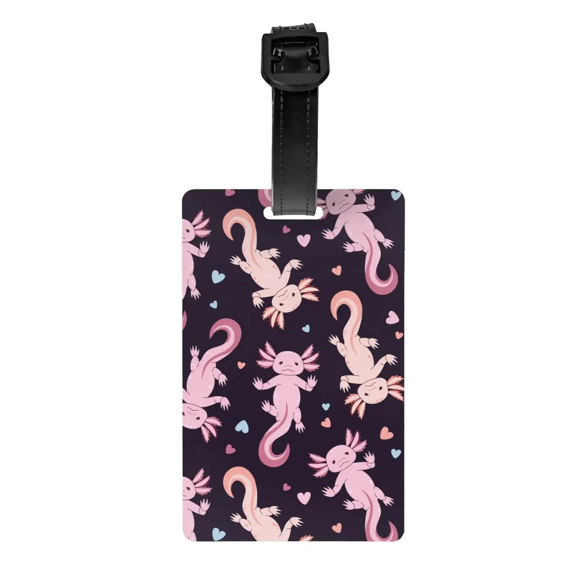 Custom Cute Salamander Animal Axolotls Luggage Tag Privacy Protection Baggage Tags Travel Bag Labels Suitcase