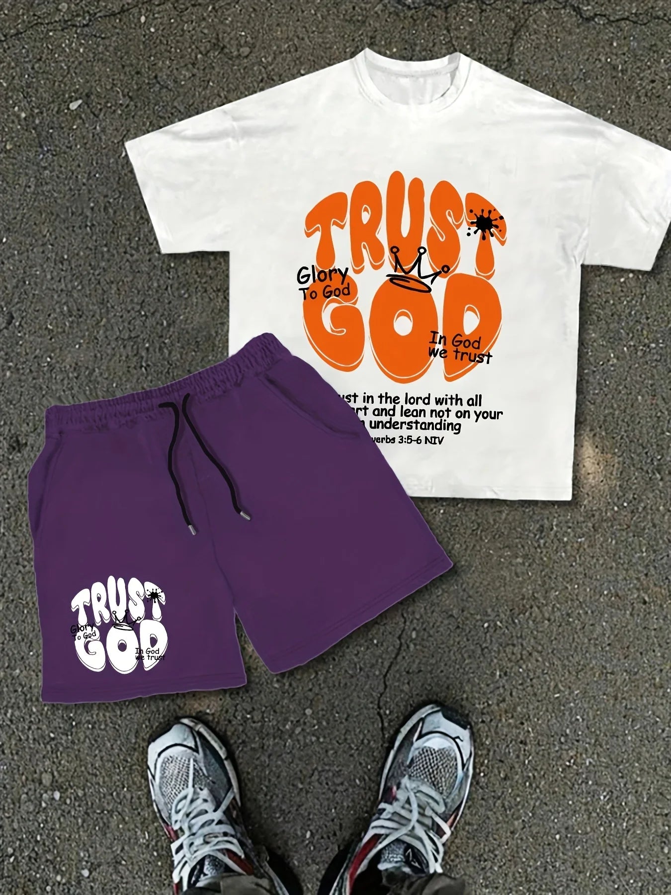 2026 Summer New Men's Short-Sleeved Set for Street Casual Fashion Comfortable Soft Breathable with 3D Letter Pattern Print