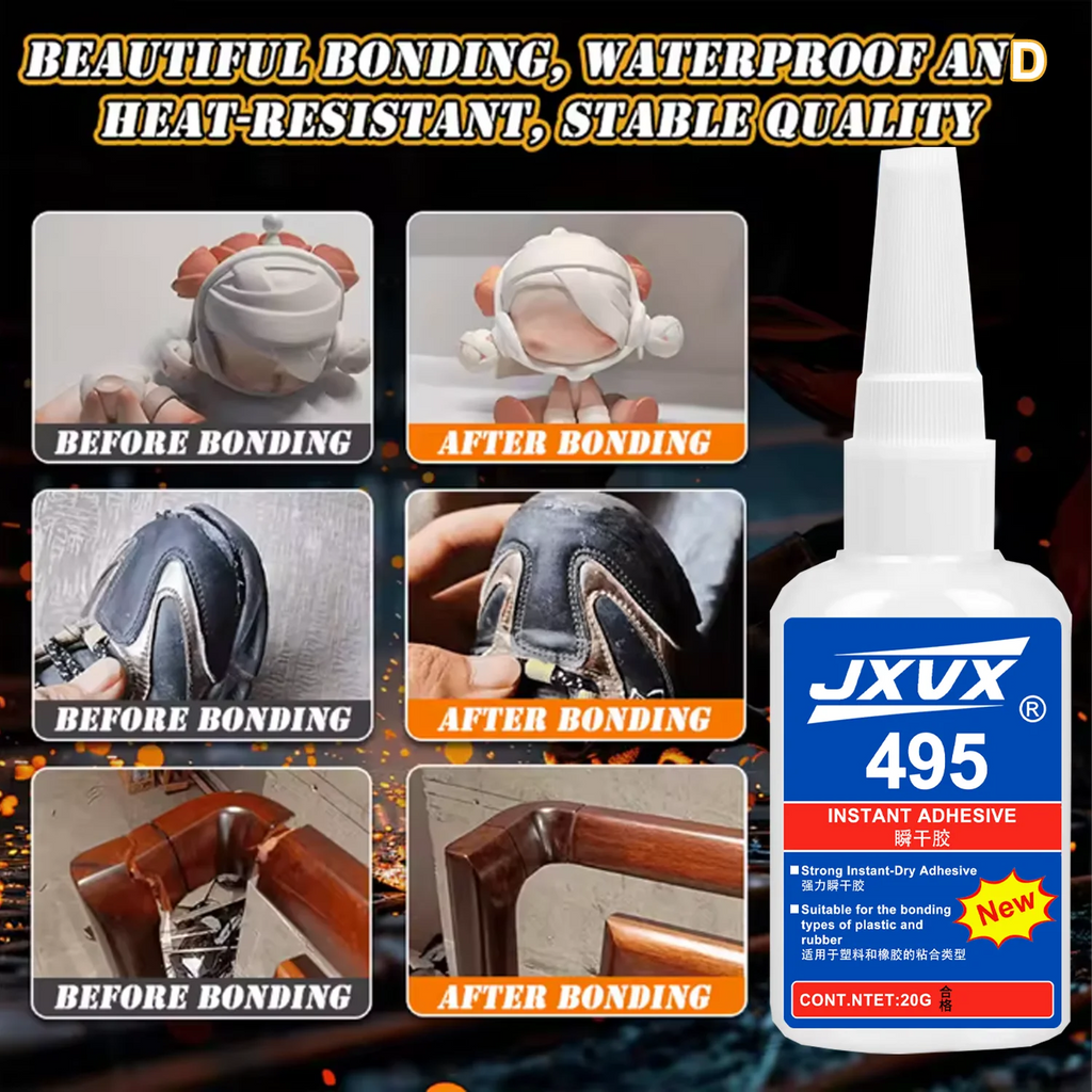 495 Extra Strong Super Glue Instant Quick-Drying Cyanoacrylate Adhesive for Leather Rubber Wood Metal Slime Bond Liquid Glue Too