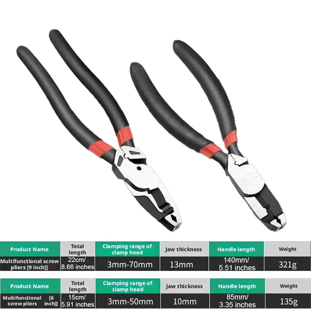 Multi-Function Use Sliding Tooth Screw Pliers For Screw Removal Rusty Wire and Carp Pliers with Non-Slip Jaws