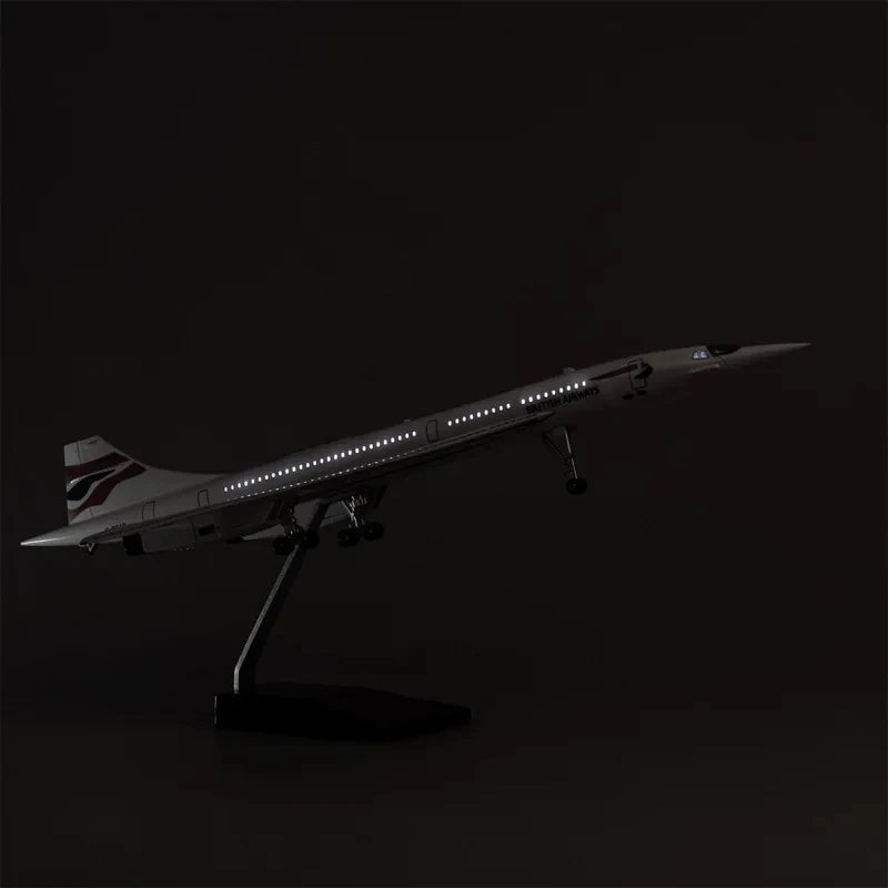 1:125 Scale Diecast British Airways Concorde Resin Airplane Airbus With Light And Wheels Toy Plane Collection Display Gifts
