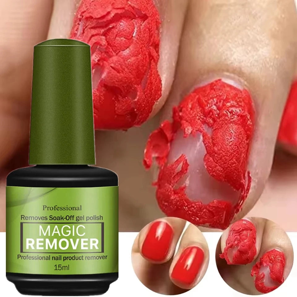 Magic Fast Nail Gel Polish Remover Not Harm Nails Clean UV Soak Off Semi Permanent Varnish Nail Art Removal Tools Manicure 15ml