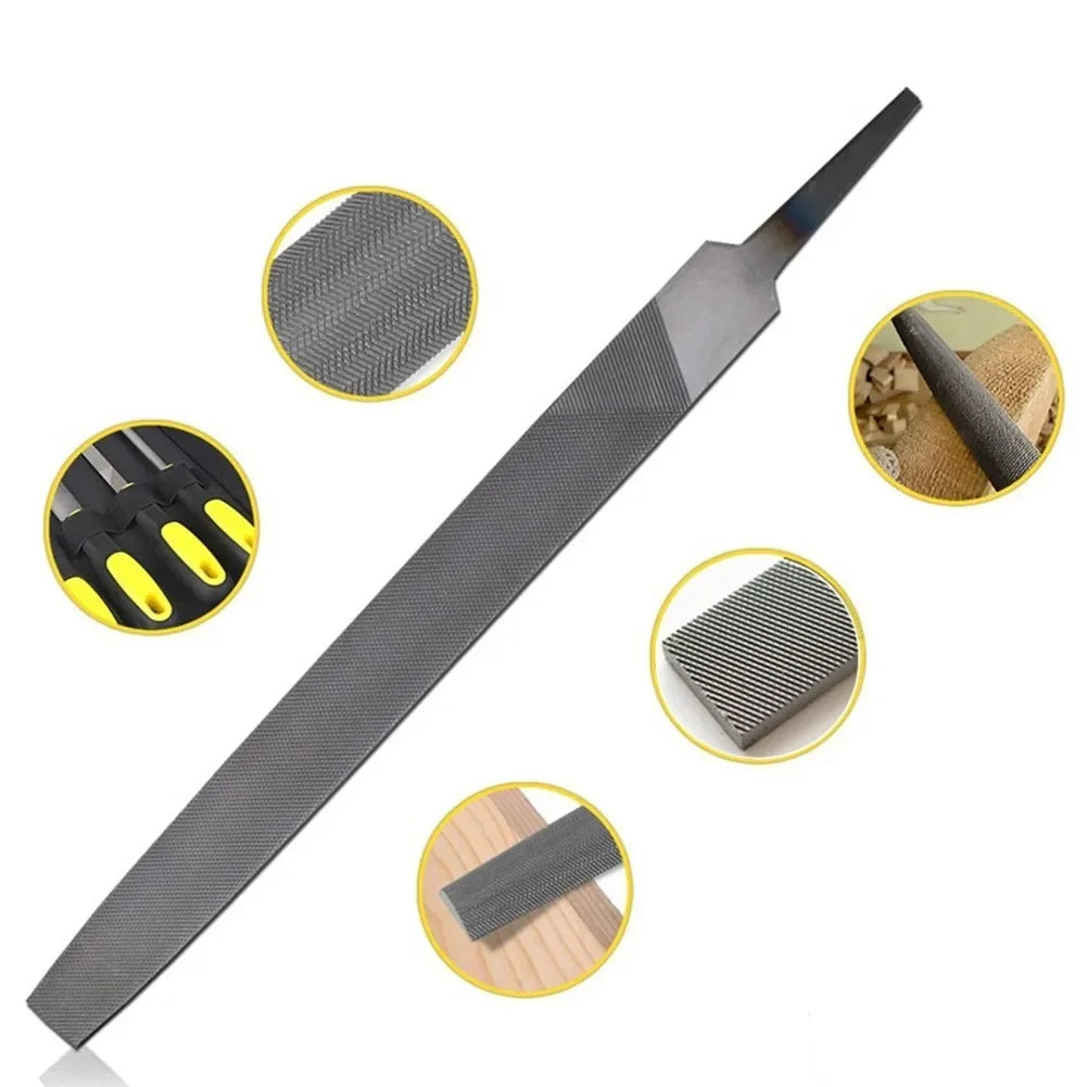 5Pcs 6 Inch Industrial Steel Files Set Flat/Round/Half Round/Triangle/Square For Metalworking Woodworking Steel Rasp File Flat