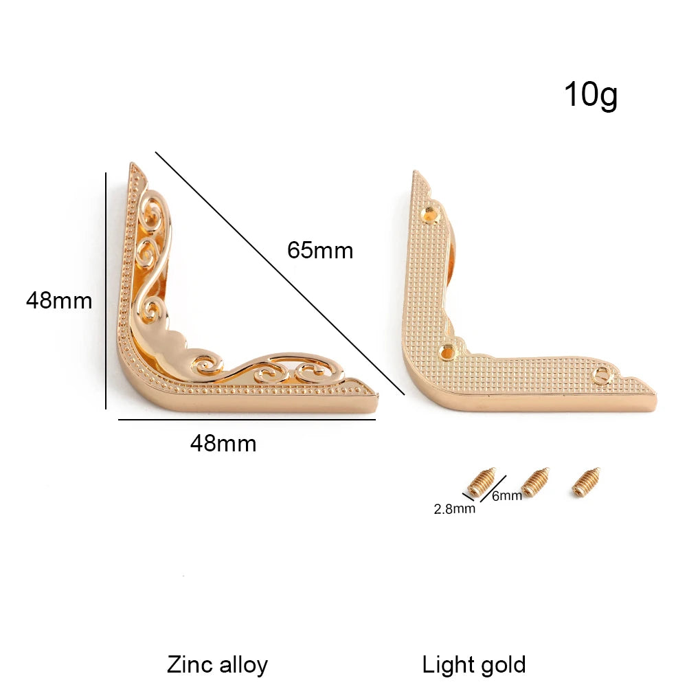 4/30/100PCS 64x64mm,48x48mm Edges Hollow Fixed Decorative Buckle For Handbag Metal Bag Corner Protectors With Screws Accessories