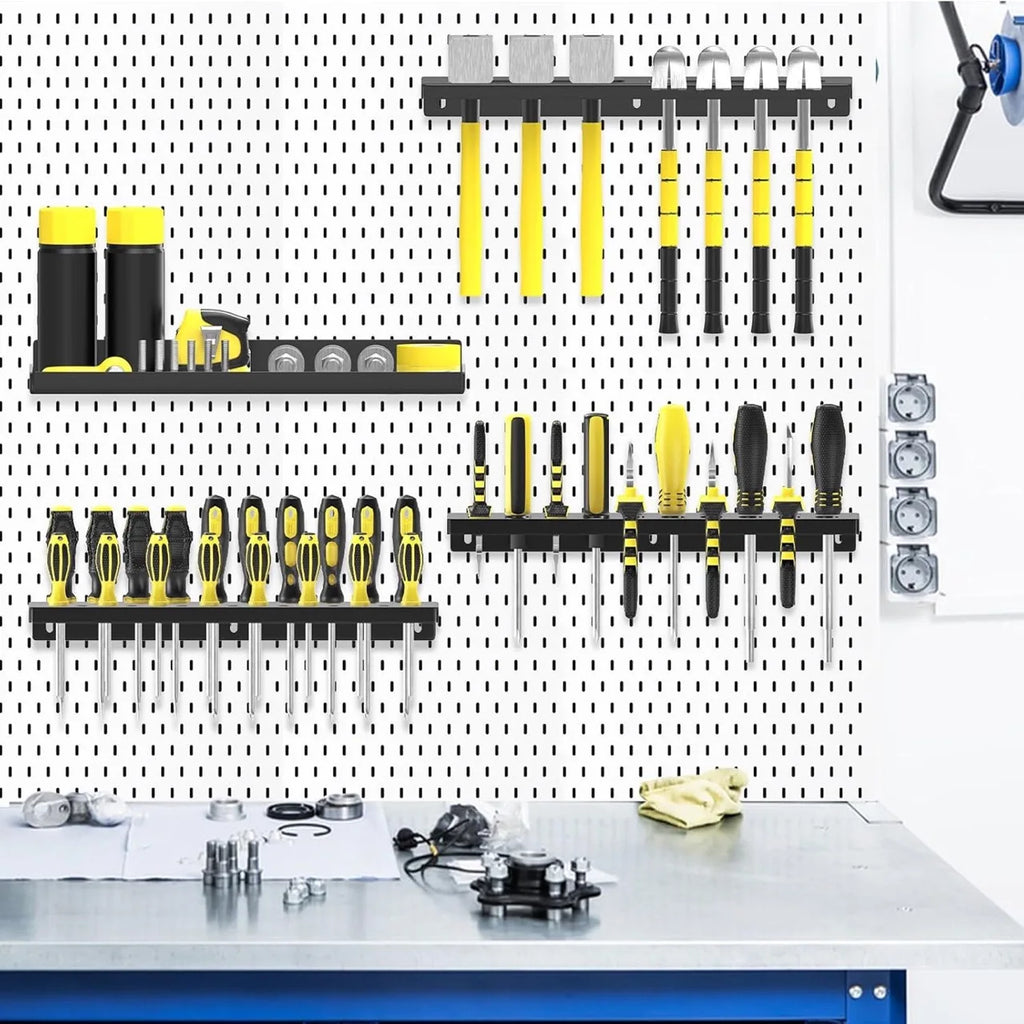 Metal Tool Organizer Wall Mount for Storage of Screwdrivers, Pliers, Hammers, and Wrenches in Workshop