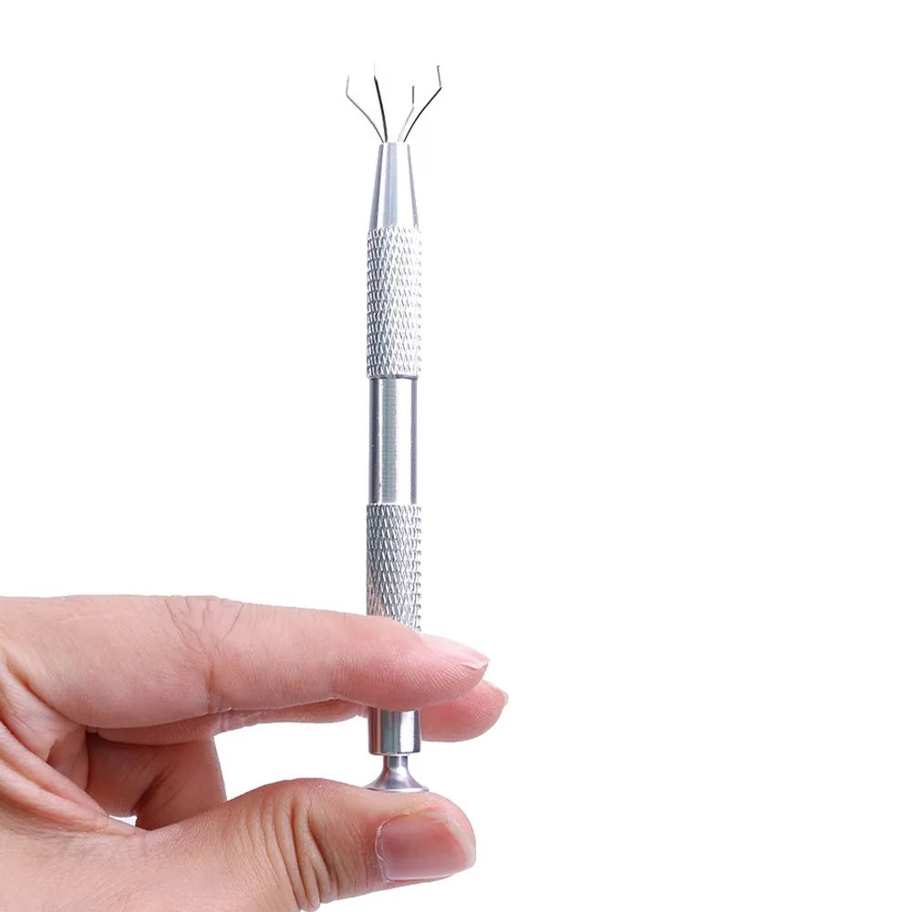 2Pcs 4 Prongs Jewelry Pick Up Holder Tool Prong Tweezer Bead Catcher Grabbers For Small Parts Pickup  Electronic Component Tools