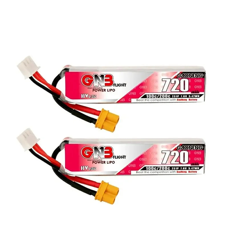 GAONENG GNB Lipo Battery 720mAh 7.6V 2S 100C 200C XT30U-F Connector For RC FPV Whoop Frame Kit Tinywhoop Racing Drone