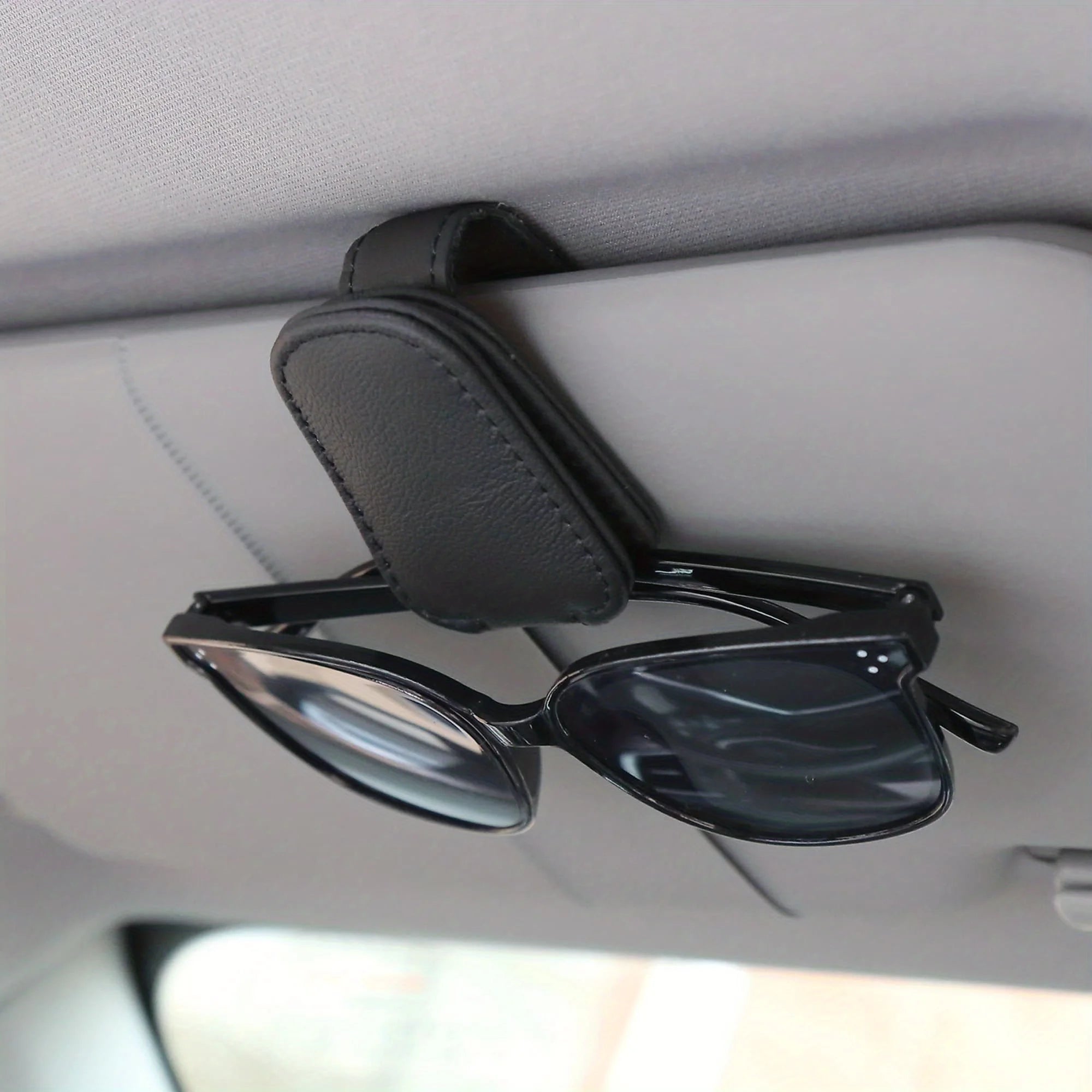 Sunglasses Holders For Car Magnetic Genuine PU Leather Sunglasses Clip For Car Visor Glasses Hanger Clip