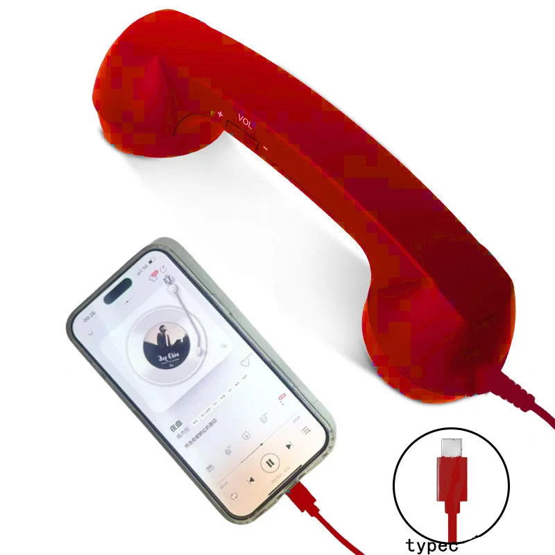 Retro Phone Handset with Radiation Protection-Modern USB-C Vintage Receiver for iPhone & Android Enhances Call Clarity & Safety