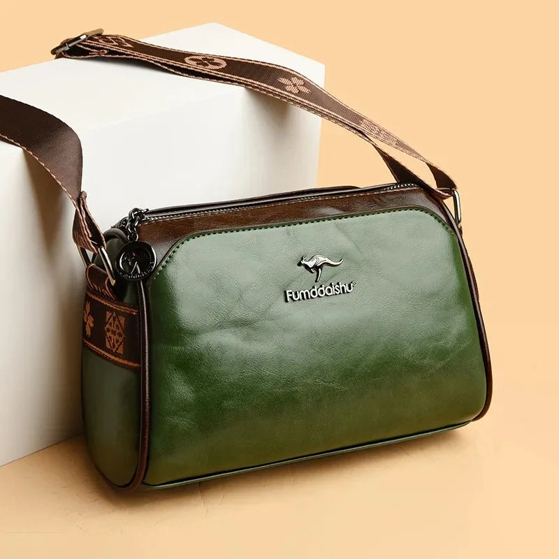 Vintage White Black Crossbody Bag with Retro Brown Monogram Strap Spacious Versatile Stylish for City Strolls and Casual Outings
