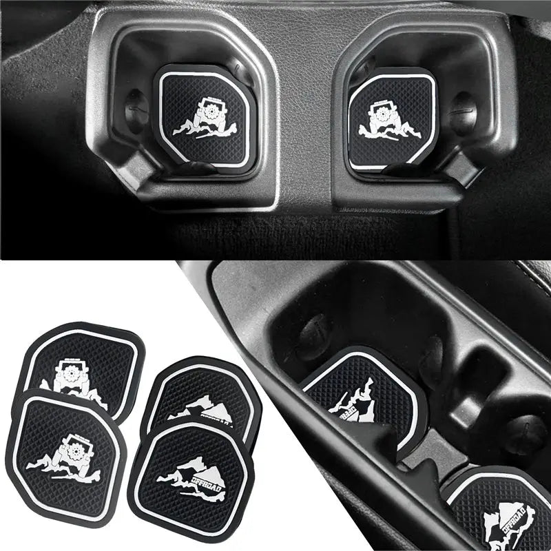 Non-Slip Car Cup Coaster Slot Pad for Jeep Wrangler Jl Jlu 2020-2023 Year Anti-Slip Mat Pocket Mat Interior Cup Holder Pad
