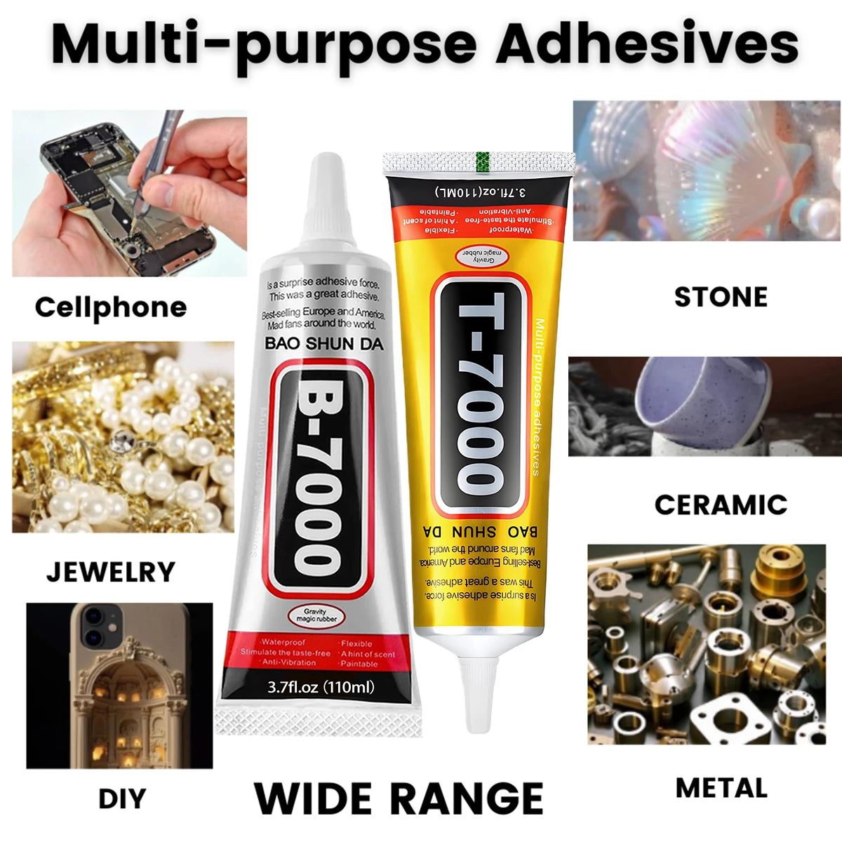 T7000/B7000 High-Quality Waterproof Super Glue  Instrument Loud Speaker Repair Glue  Precise application with no adhesive overflow for Suona Guitar Violin Drum Trumpet 15/50/110ML.