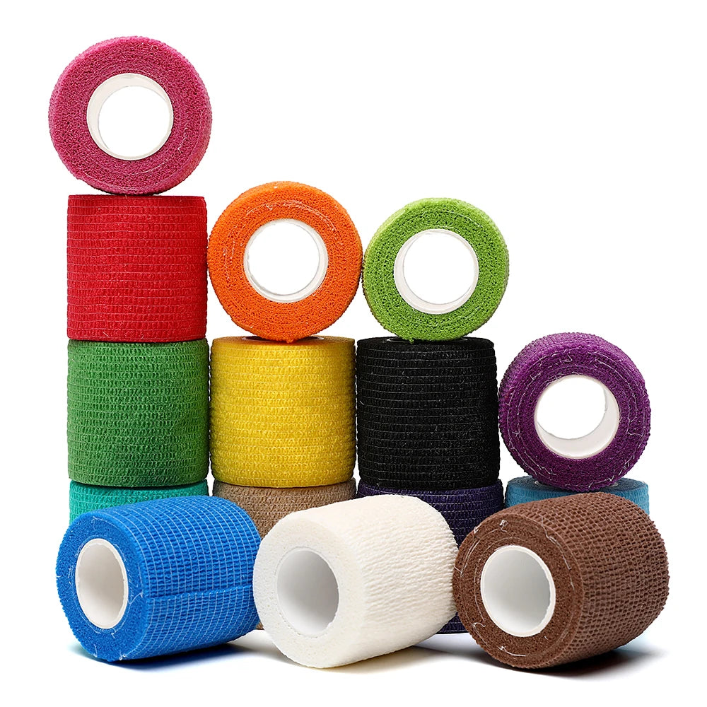 Black Sports Self-Adhesive Elastic Bandage with 4.8-Meter Elastic Knee Pads, 18 Colors for Fingers, Ankles, Palms, and Shoulders