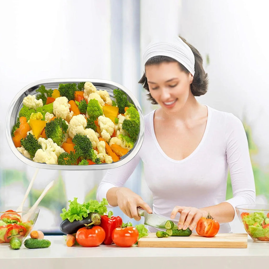 Premium 304 Stainless Steel Steaming Tray for Thermomix TM7, Multifunctional Pan for Sushi, BBQ, Baking and Food Storage