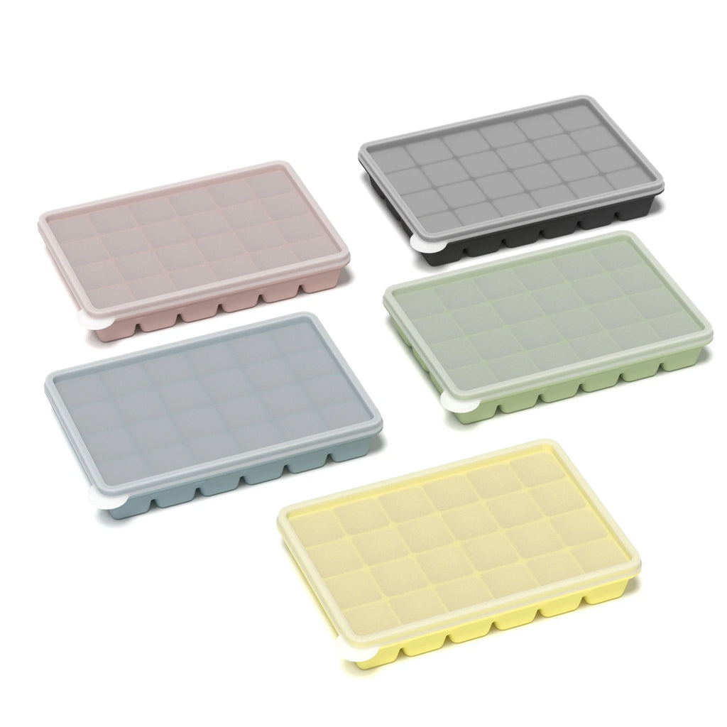 1PC/24 Ice Cube Molds Silicone Ice Tray With a Lid Prevents Odors Easy to Remove Kitchen Supplies Juice Desserts Baby Food Box