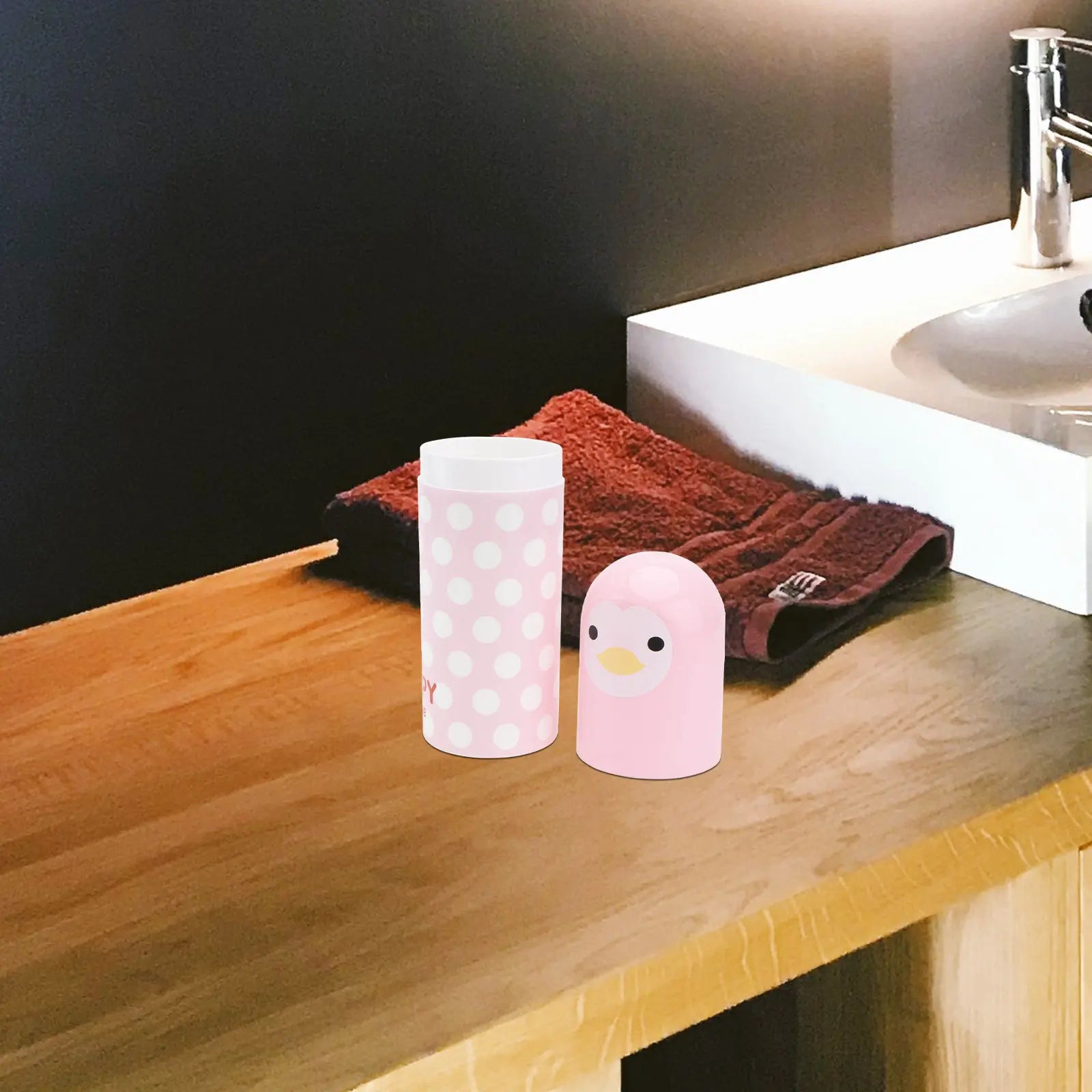 Portable Duck Pattern Toothbrush Toothpaste Holder Case Pink Travel Toothbrush Storage Box Cute Multifunctional Mouthwash Cup