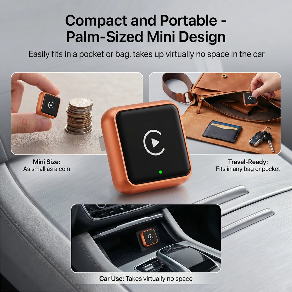 TrolinkTek Mini Wireless CarPlay Dongle with Bluetooth 5.0 & 5GHz WiFi, Plug&Play Converter, Support Media Playback Navigation for All Vehicles Built-in Original Wired Apple CarPlay
