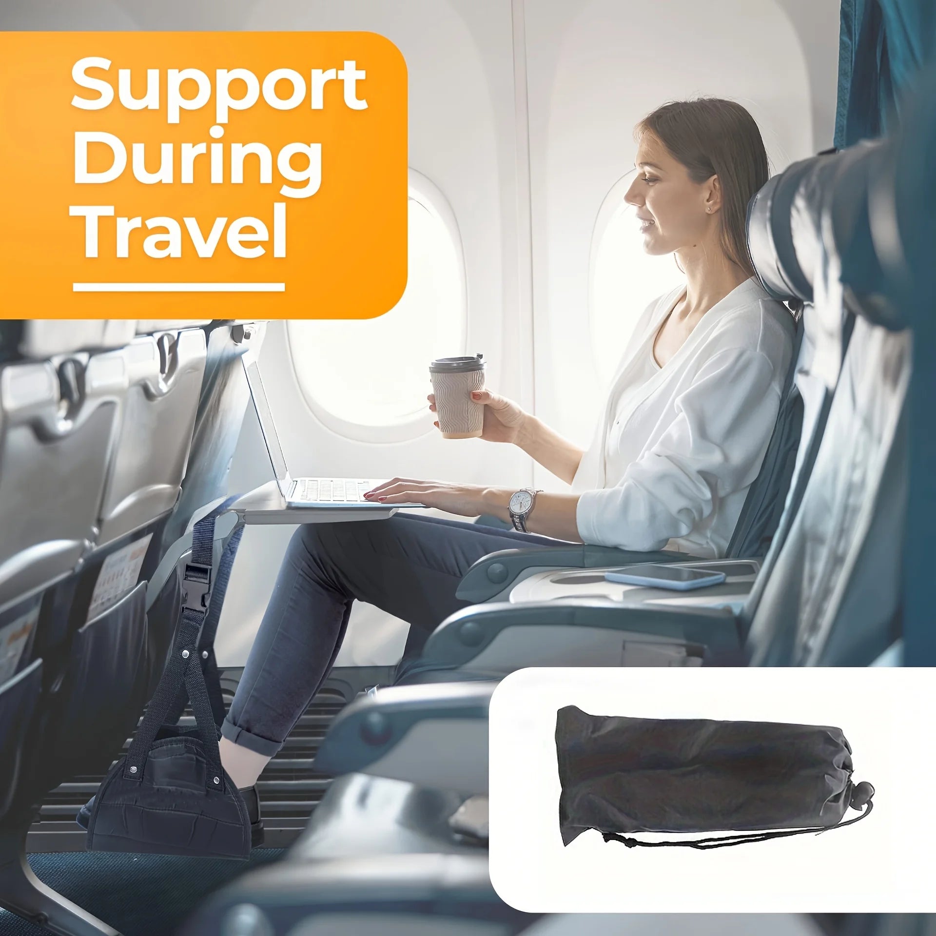 Adjustable Airplane Footrest Hammock, Portable Travel Leg Rest Pedal With Strap, Comfortable Foot Support For Flight Bus Offices
