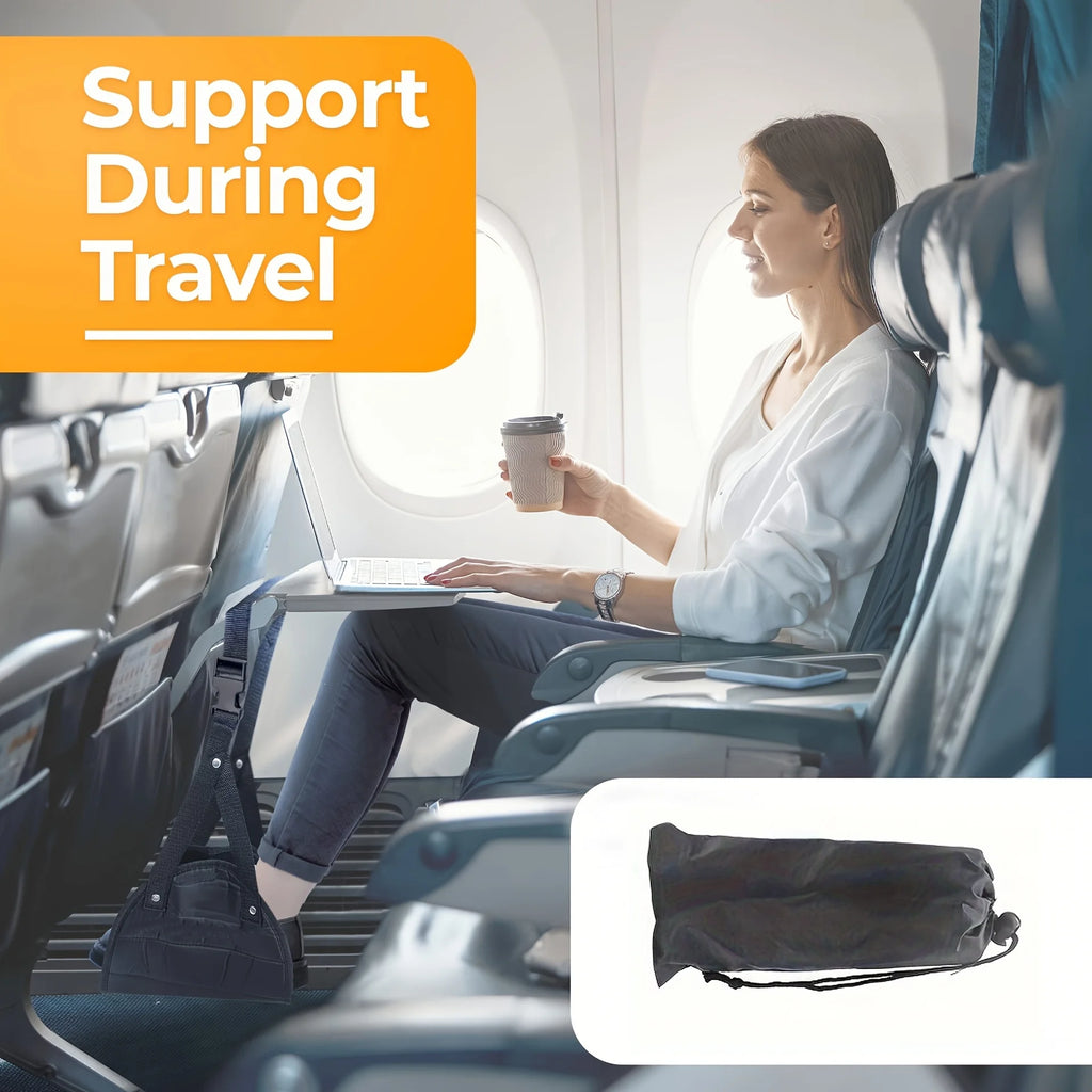 Adjustable Airplane Footrest Hammock, Portable Travel Leg Rest Pedal With Strap, Comfortable Foot Support For Flight Bus Offices