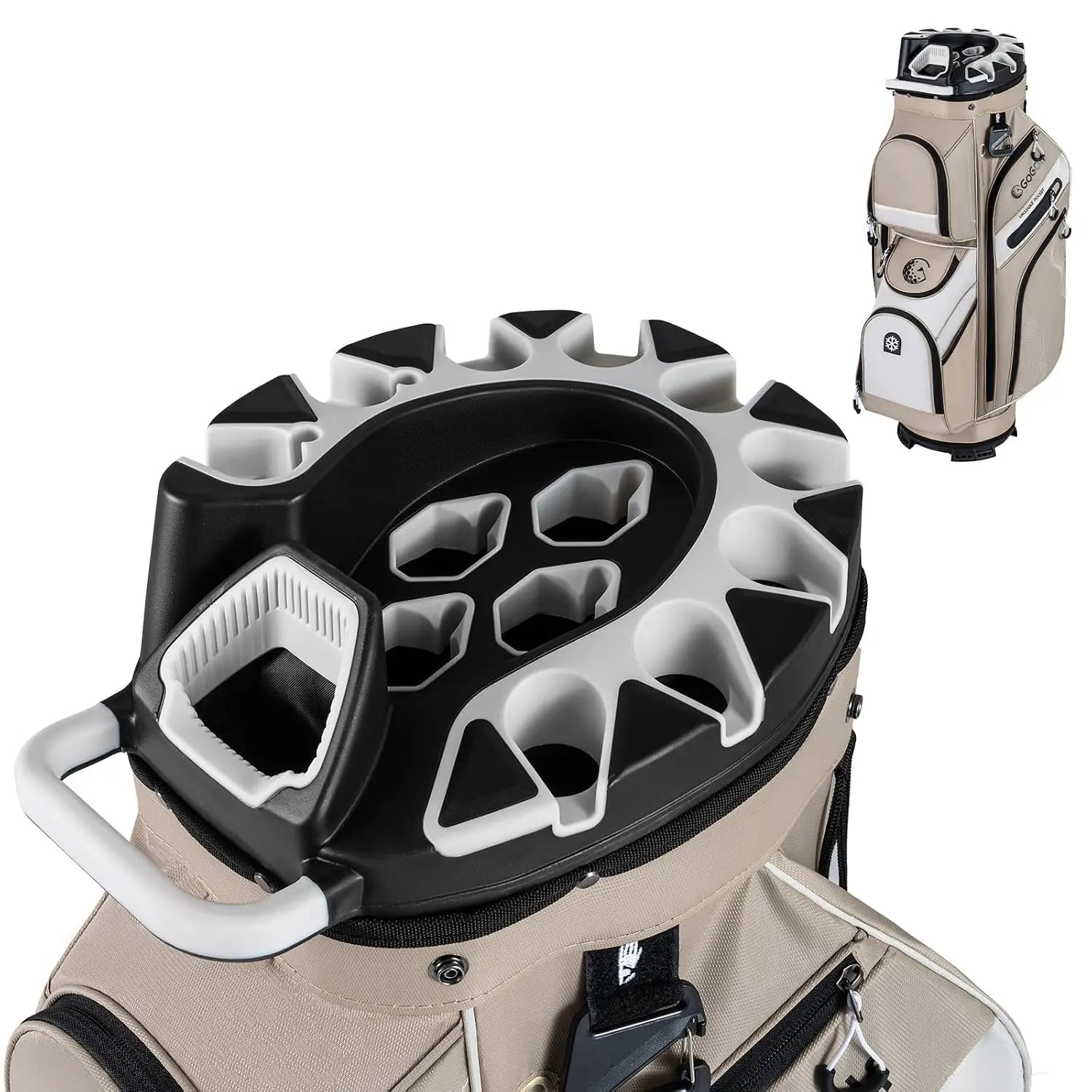 14-Way Full Length Dividers Golf Cart Bag,Molded Lock Top,11 Pockets & Cooler Pocket,Padded Design, Custom