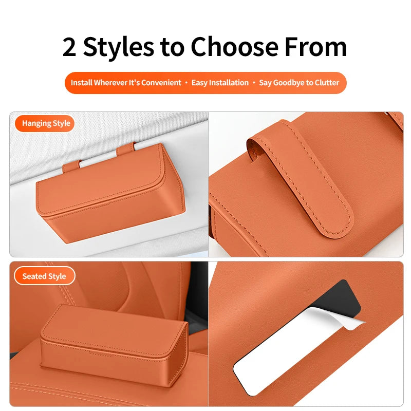 Car Sun Visor Glasses Holder Leather Multi-functional Storage Case Auto Sunglasses Holder Car Storage Box Interior Accessories