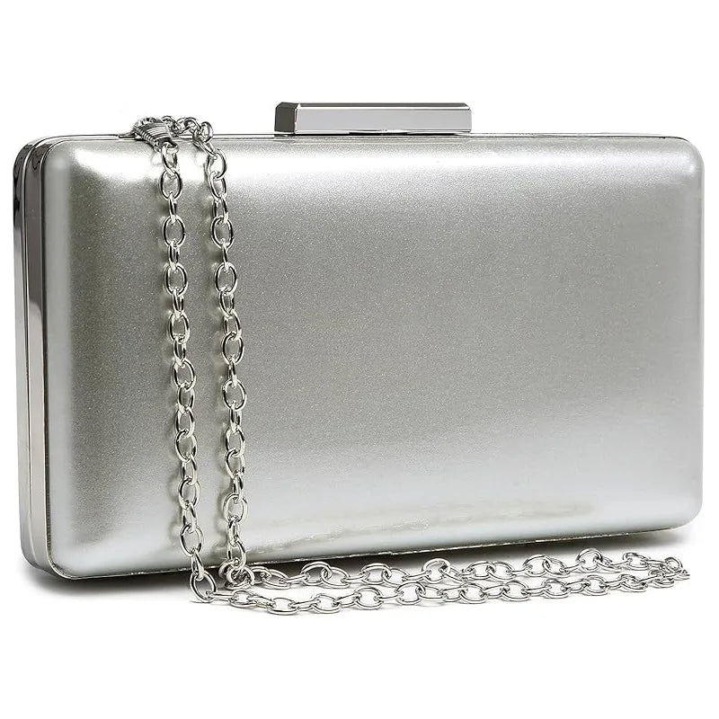 Women's Hard Case Clutch Evening Bag Elegant Shoulder Purse Luxury Design Style Wedding Party Handbag Gold Silver Nude Color
