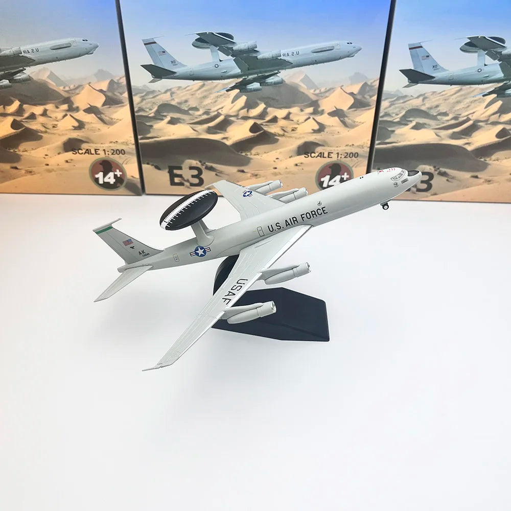 1/200 Scale E3 Airplane Diecast Finished Static Plane Model E-3 Sentry AWACS Early Warning Aircraft  Metal Collection Gift