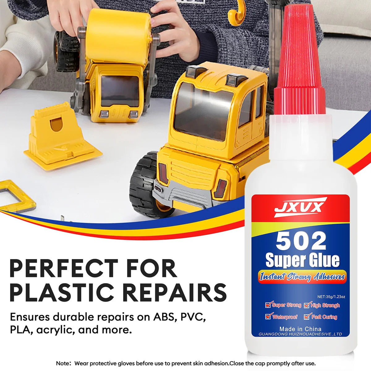50g Plastic 502 Super Glue Extra Strong Plastic Professional Adhesive Quick Fix for Toy Plastic Items Transparent Cyanoacrylate Glue Fast Drying Odorless Long Lasting Bonding 1-3PCS.