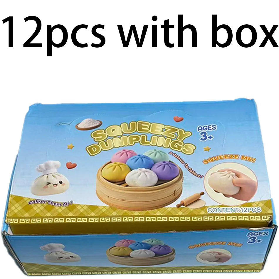 Colorful 6 Styles Glitter Dumpling Glitter Dumpling Squishy with Box Dumplings Sensory Squeeze Toy for Stress Relief Toys