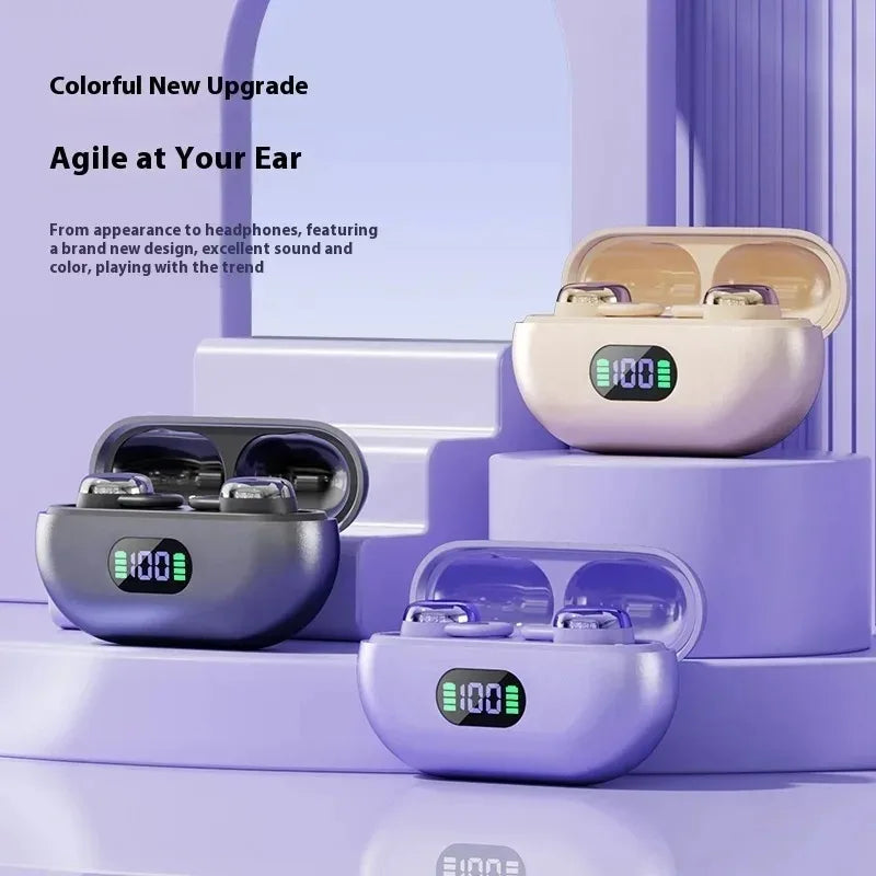 Wireless Bluetooth 5.4 Earbuds with ENC Noise Eduction Sleeping Ear Clip Lightweight Headphones Stereo Sound For Music
