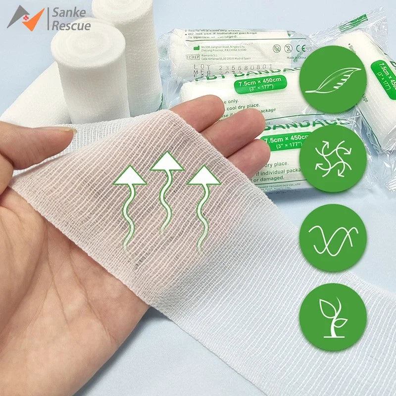 10pcs Elastic Bandages Cotton Core First Aid Absorbent Pads for Wound Dressing PBT Medical Emergency Safety Protection Kit
