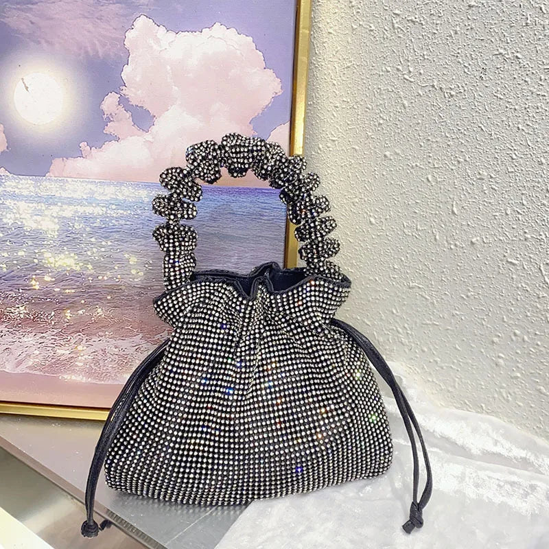 sense, trend, personality, light luxury, dumpling bag, niche design, shiny and inflexible, diamond-encrusted handbag.