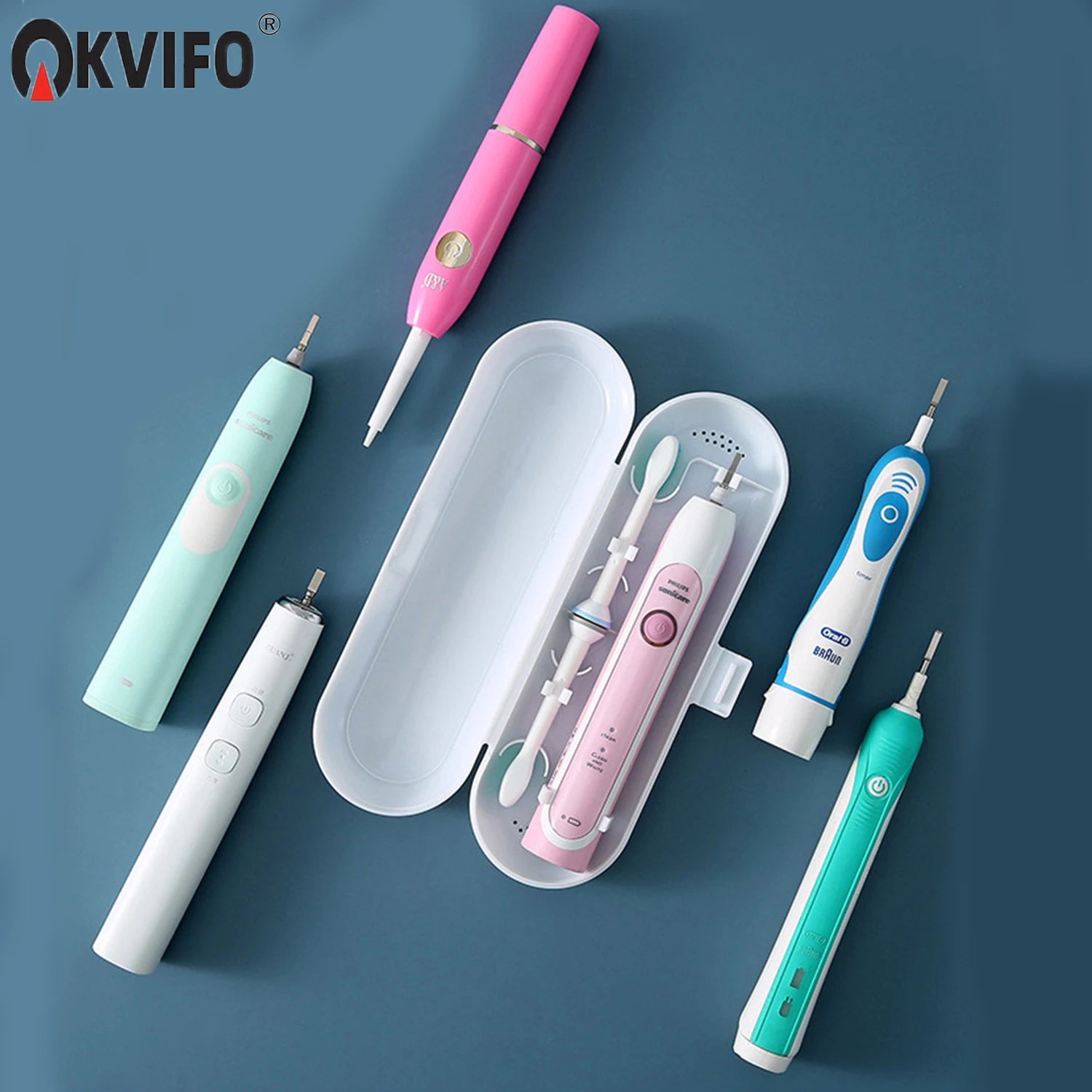 Toothbrush&Toothpaste Holders with Protective Cover, Portable Travel Case for Oral B Electric Toothbrush Handle Storage Box