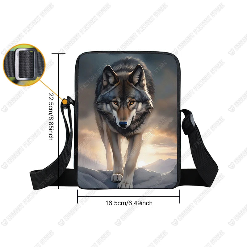 Howling Wolf Pattern Crossbody Bags Wolf Under The Moonlight Women Handbag Shoulder Bags Messenger Bag Key Phone Holder Book Bag
