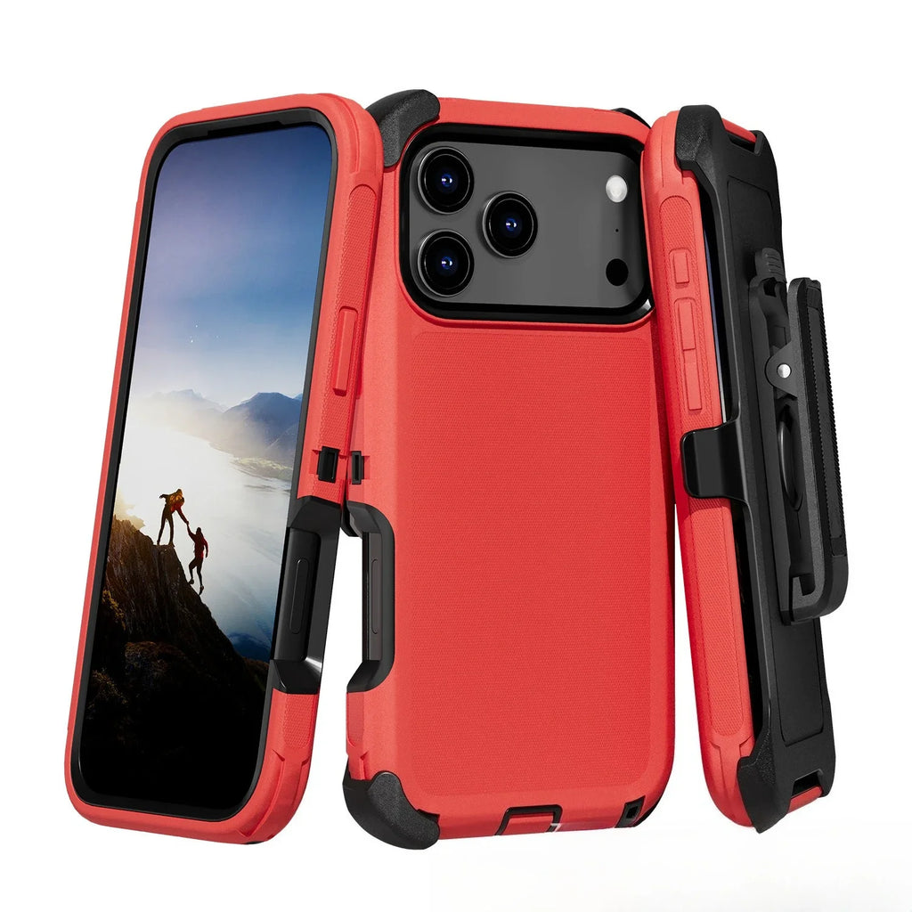 Rugged Shockproof Case with Belt Clip 2-Tone Design Heavy Duty Protection Armor Shell for IPhone 17 Air 16 15 14 Plus 13 Pro Max