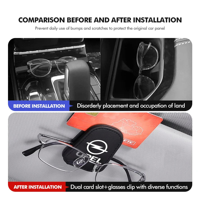 Car Magnetic Leather Card Ticket Holder Sun Visor Glasses Clip For Opel Astra H G J Insignia Corsa Zafira Meriva Mokka